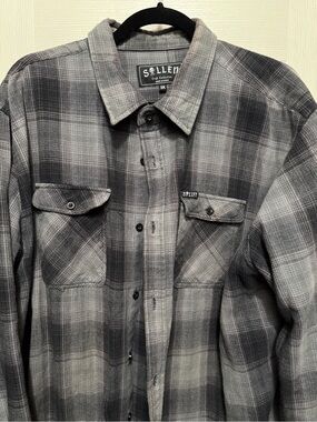 Sullen Men's Gray & Black Plaid Lightweight Button-Up Shirt Jacket